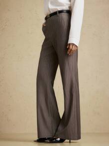 Briarwyn Fall And Winter Clothes Old Money Style Women's Casual Commuter Oblique Pocket Striped Flare Pants,Vintage Clothes Women,Business Casual Woman Work - Coffee Brown - View 4