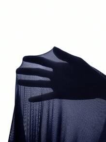 Firerie 女士新款优雅红裙褶饰网纱连衣裙、度假裙、酒红色裙子/海边、派对、酒会/演唱会/郊游休闲 - 藏蓝色 - 查看 8