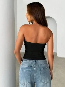 Siren Gaze 女士花卉印花不对称下摆抹胸，休闲简约，适合夏季 - 彩色 - 查看 2