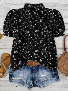 EMERY ROSE Áo cánh tay phồng họa tiết hoa ngày lễ cỡ lớn, trang phục mùa hè cho nữ, váy dự tiệc cưới Boho Phục hưng, ngày của mẹ, đơn giản và thời trang, kỳ nghỉ - Nhiều màu - Xem 2