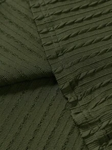 Manfinity Homme Camiseta casual de hombre con cuello redondo y manga corta de unicolor, para verano - Verde militar - Ver 4