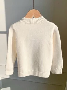 SHEIN Unisex Baby Geometric Pattern Long Sleeve Knit Sweater, Casual & Cute, Suitable For Baby Boys And Girls, Autumn/Winter Fall