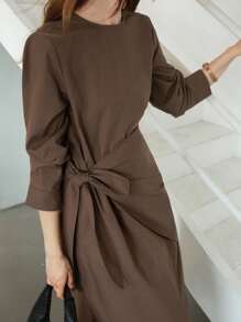 Dazy-Less Jesienny i wiosenny luźny styl biznesowy casualowy w jednolitym kolorze, prosty strój biurowy, dojazdy do pracy, projekt Sense, krawat ze sznurkiem, krawat ze skręconym krawatem, spódnica, garnitur damski, dwuczęściowy garnitur, jesienne ubrania damskie