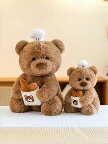 1 件可爱贝克熊毛绒玩具柔软抱枕公仔卡通厨师填充动物房间装饰生日礼物可爱家居装饰 - 彩色 - 查看 6