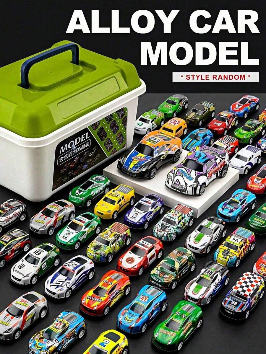 Zazumi 20/30Pcs Pull-Out Car Toys, Christmas Gifts And Storage Boxes (In Random Styles And Colors), Room Decoration Color Blocks Collection, Boys' Toys, Children's Toys, Christmas Gifts