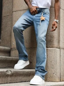 Manfinity Hypemode Men's Skinny Jeans - Soft, Comfortable, Casual, All-Season, Slim Fit Stretch Jeans - Light Wash - View 1