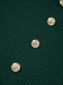 Franclia Đầm dệt kim cổ tròn tay ngắn xẻ tà trang trí thanh lịch dành cho nữ, quần áo len dệt kim mùa hè cho trường đại học - Màu xanh lá cây đậm - Xem 7