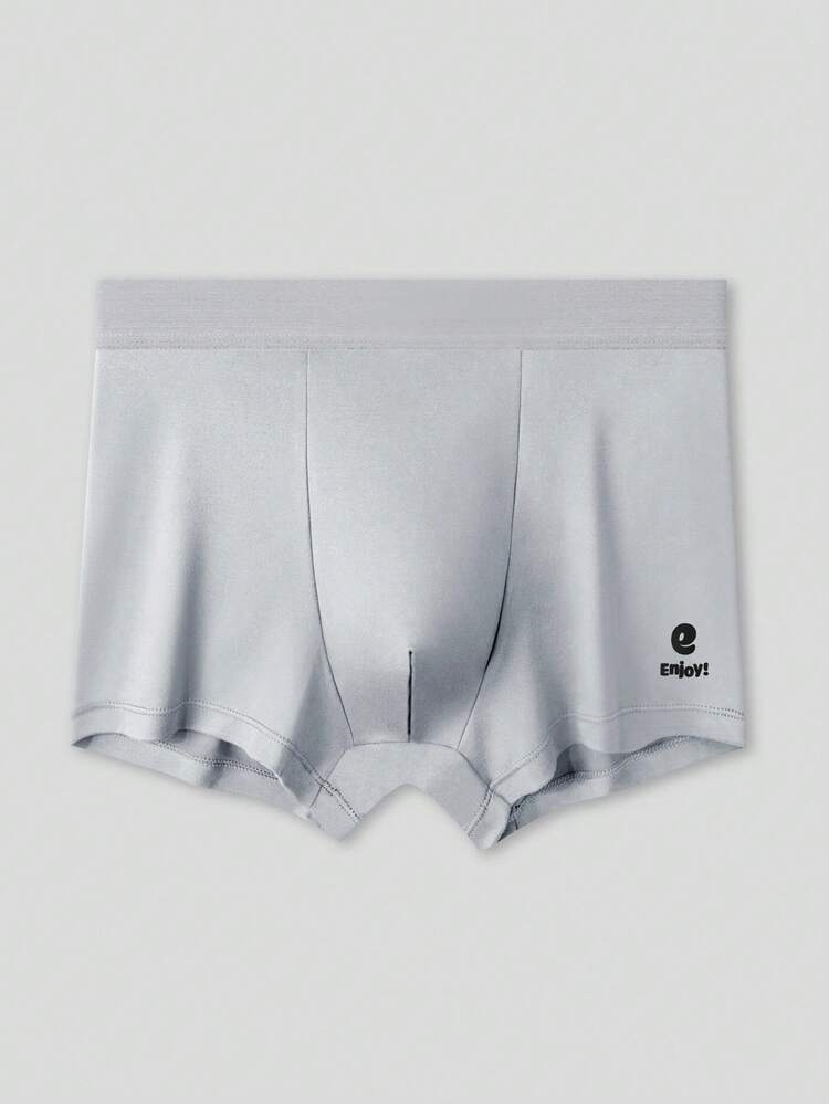 5pcs Men's Comfortable Soft Stretchy Letter Printed Boxer Briefs - Multicolor - View 4