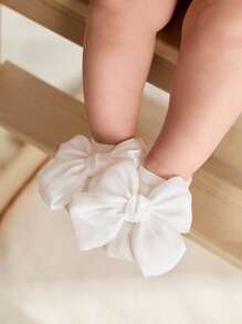 Cozy Pixies 2 đôi tất trẻ em có nơ trang trí, tất cổ ngắn dày ấm áp dễ thương và thanh lịch - Nhiều màu - Xem 4