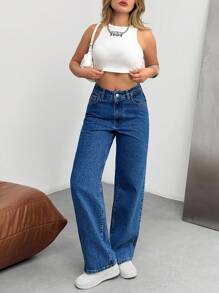 EURMUSE Damen Jeans mit hoher Taille und weitem Bein