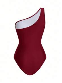 Swim Oasis 1 Piece Women Solid Color Ruched One-Piece Swimsuit With Cover-Up And Sarong Skirt For Summer Beach Vacation - Burgundy - View 8