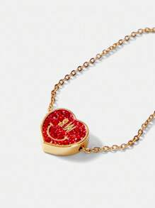 S.W.Smiley x MOTF PREMIUM 18K GOLD PLATED RED HEART & SMILING FACE CHARM BRACELET - Yellow Gold - View 7
