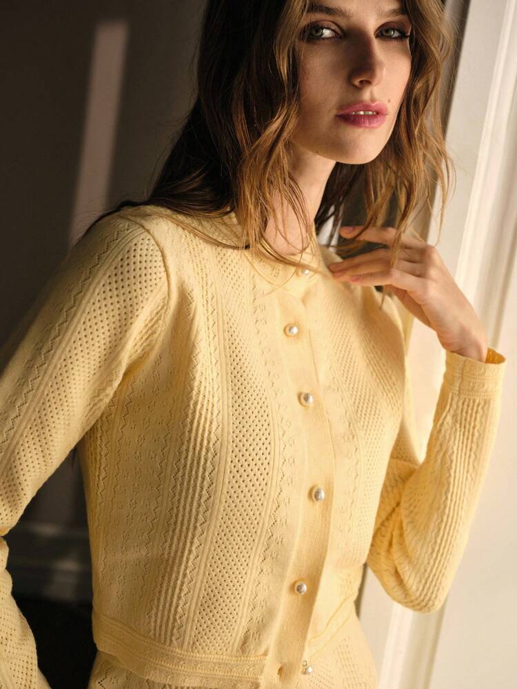 BUTTON UP TOP & SKIRT SLIM FIT SWEATER CO-ORD