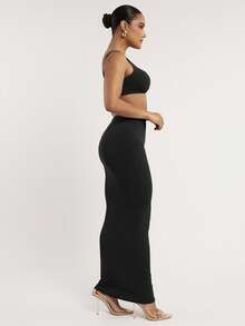 Silquee 魔力系列纯灰色宽领无袖吊带背心，休闲修身，性感女式背心+加长裙，基本款，柔软弹力亲肤面料，零压力塑身衣，双层设计，特殊拼布工艺，国际认证安全 - 黑色 - 查看 6