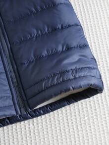 SHEIN Veste à capuche en polaire épaisse unisexe pour bébé avec col en fourrure, bleu foncé, convenant à l'automne/l'hiver, polyvalente pour l'intérieur, l'extérieur, le quotidien, les sports, les jeux, les fêtes, les séances photo, les vacances, les festivals, les raves, le ski