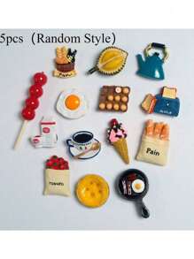 SHEIN 6 magneți de frigider, magneți de frigider cu alimente 3D, magneți decorativi drăguți, magneți de frigider personalizați, potriviți pentru table albe de bucătărie și birou, dulapuri de depozitare și mașini de spălat vase, decorare bucătărie, decorare casă, cadouri de Ziua Mamei
