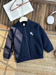 SHEIN 小男孩休闲日常图案运动衫、夹克、返校装，适合上学、度假、旅行、运动、秋冬 - 藍色 - 查看 7