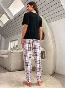 Conjunto de pijama con estampado de tartán