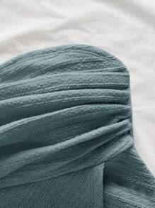 Firerie 女士优雅浪漫时尚通勤性感优雅风格黄色褶皱抹胸，适合派对、海滩度假、返校、浪漫约会、婚礼季、生日、复活节、春夏 - 霧霾藍 - 查看 3