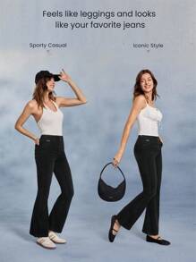 GLOWMODE Jeanious 超弹力经典牛仔喇叭牛仔裤 Jflare 带五个口袋 瑜伽日常