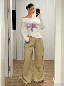 SHEIN ICON Ultratiefe Vintage weite Bein Extra lange Hose