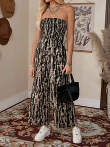 LanaWest 女式時尚印花高腰寬鬆連身褲 - 彩色 - 查看 3