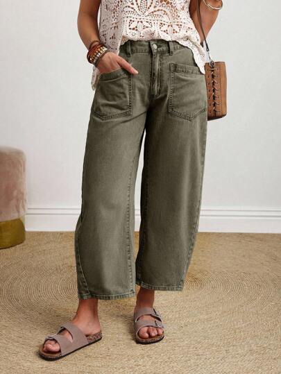 EMERY ROSE Women's Solid Color Casual Everyday Denim Jeans Wide Leg Jeans Women Baggy Jeans Loose Jeans Women Jeans Baggy Khaki Jeans