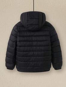 SHEIN Youngsters's Jacket Lightweight Girls' Hooded Spring And Autumn Coat For Medium-Large Size Youngsters Fall Winter - Black - View 3