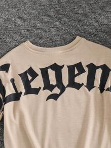 SHEIN 1pc Young Boys Summer Casual Street Graffiti Letters Versatile Pattern Loose Short-Sleeved Knitted T-Shirt,Suitable For School,Daily Vacation & Travel - Apricot - View 5