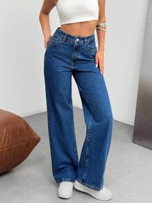 EURMUSE Damen Jeans mit hoher Taille und weitem Bein