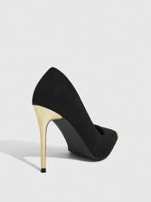 CUCCOO SZL Fashionable Metal Pointed Toe Classic Comfortable Versatile Stiletto High Heels, Suitable For Commuting, Dates, Parties, Festivals And Vacation - Black - View 5