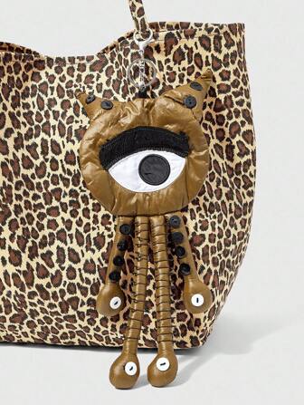 Grunge Punk Llavero colgante único con diseño de gato cíclope de estilo punk para Halloween, accesorio casual unisex para bolso