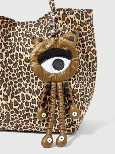 Grunge Punk Halloween Punk Style Cyclops Cat Cartoon Unique Keychain Pendant, Casual Unisex Bag Charm