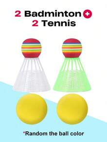 Zazumi 4PCS/Set 15.75*9.45in Large Bright Badminton And Racquetting Sports Toys, Suitable For Outdoor Family Entertainment, Creative Birthday Gifts For Boys And Girls, Seasonal Leisure & Entertainment Equipment, Activity Toys (Multi Color Selection, Random Accessories)