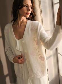 MOTF PREMIUM EMBROIDERY BUTTON UP CARDIGAN - Apricot - View 7