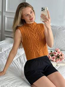 EURMUSE Women Sweater Vests Burnt Orange Color With Soft Touch - Burnt Orange - View 6