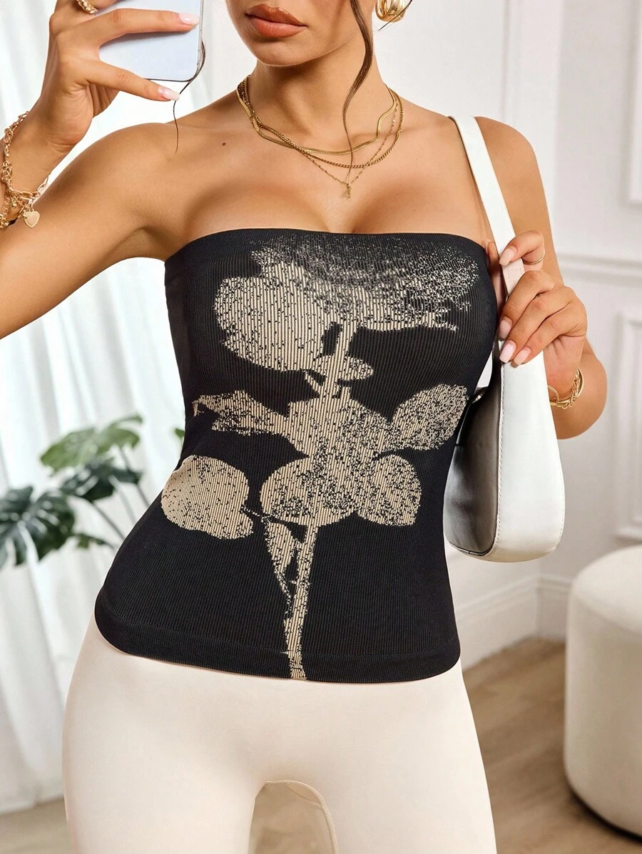 SHEIN Sports 女士无缝提花运动吊带背心,适合日常健身 - 彩色 - 查看 1