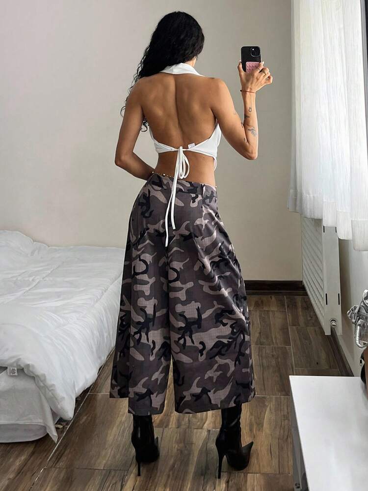 StreetHx 女士时尚低腰迷彩短裤，七分长度 - 彩色 - 查看 2