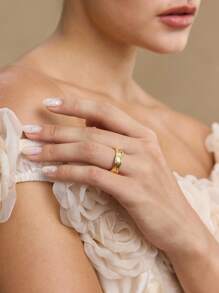 MOTF PREMIUM 18K镀金不对称开口戒指 - 金黃色 - 查看 4