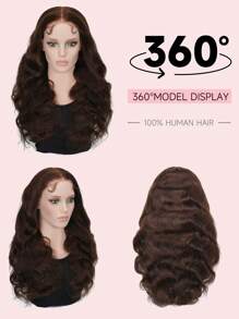 9AM Hair 巧克力棕色波浪无胶假发 真人发丝 预拔 预剪 无胶前蕾丝假发 可直接佩戴 6x5 波浪卷发 180% 密度 #4 闭合假发 漂白结 女士 - S4 - 查看 4