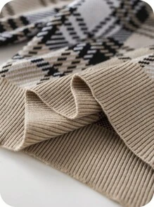 1pc Young Boys Kids Knit Crew Neck Plaid Sweater, Casual & Cozy For Back To School, Daily, Party, Wedding, Daily Wear, Autumn/Winter