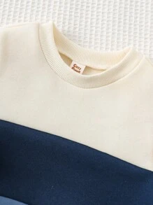 Cozy Pixies 男婴撞色针织领长袖套头衫，百搭舒适 - 彩色 - 查看 8