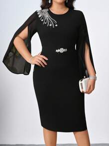 Chikora 大码纯色休闲连衣裙，适合夏季优雅女士连衣裙女士派对连衣裙女士派对连衣裙女士正式新品女士连衣裙女士休闲连衣裙母亲节妈妈母亲妈妈母亲节妈妈妈妈母亲节礼物婚礼婚礼宾客礼服女士订婚礼服婚礼宾客礼服女士西式连衣裙女士连衣裙女士长袖连衣裙女士复活节连衣裙 - 黑色 - 查看 4