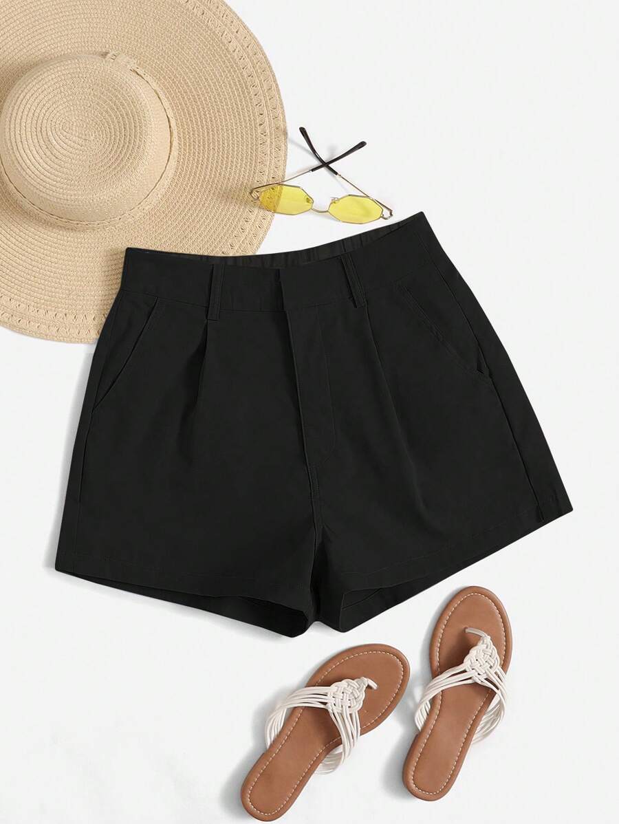 SHEIN Essnce Plus Size Women Summer Shorts, Casual,Summer Concert Rave,Gyaru