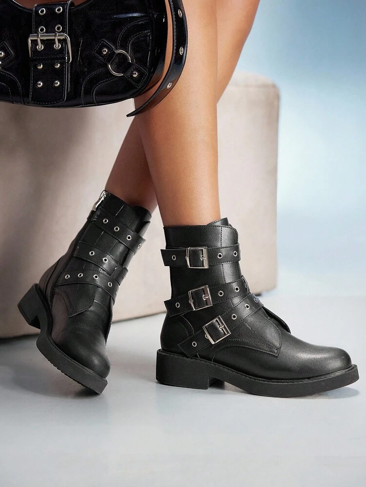 CUCCOO GRLICON Women's Ankle Boots And Ankle Boots, Y2K Style, Punk Style, Biker Style, Cool Girl Style, Suitable For Halloween, Christmas, Party