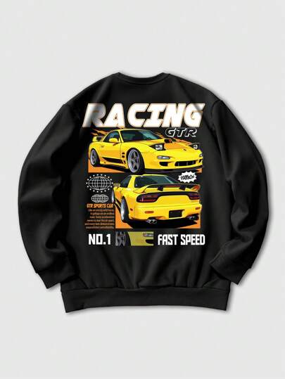 Street Life Felpa girocollo da uomo con stampa slogan auto