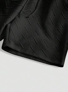 Manfinity Homme Bộ áo thun và quần short họa tiết trơn màu dành cho nam, trang phục ấm áp - màu đen - Xem 7