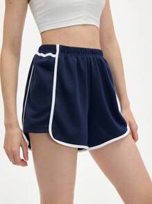 Eassivo Eassivo Women's Contrast Color Trim Sports Skirt & Skort,Women Athletic Shorts, Sporty Shorts, Women Gym Shorts, Women Athletic Shorts - Navy Blue - View 5