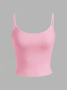 SHEIN EZwear 4 件套女士雾霾蓝、浅蓝、浅粉、玫粉紧身短款休闲吊带背心上衣，适合夏季 - 彩色 - 查看 3