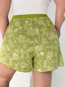 Auralis 女士派对礼服，亮片连衣裙，女士短裤，优雅女士服装，可爱短裤 - 綠色 - 查看 2